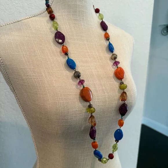 Wear Long or Short Colorful Vintage Acrylic Beads - Picture 5 of 7